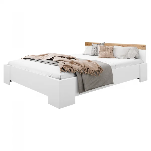 Letto matrimoniale 160x200cm bianco rovere Relaxio