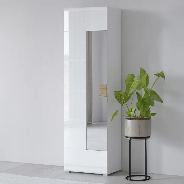 Mobile alto ingresso 61X204cm bianco lucido rovere Tahiti