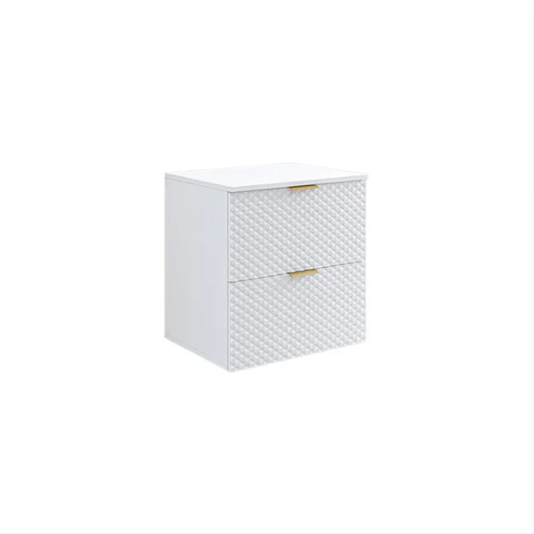 Mobile bagno 61x63cm sospeso 2 cassetti bianco frontali decorati Konny