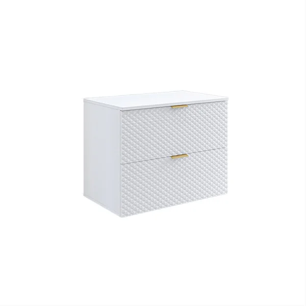 Mobile bagno 81x63cm sospeso 2 cassetti bianco frontali decorati Konny