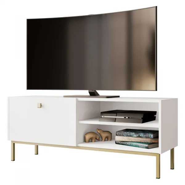 Mobile porta TV 120x48cm 1 anta 2 vani bianco opaco Giuggiola