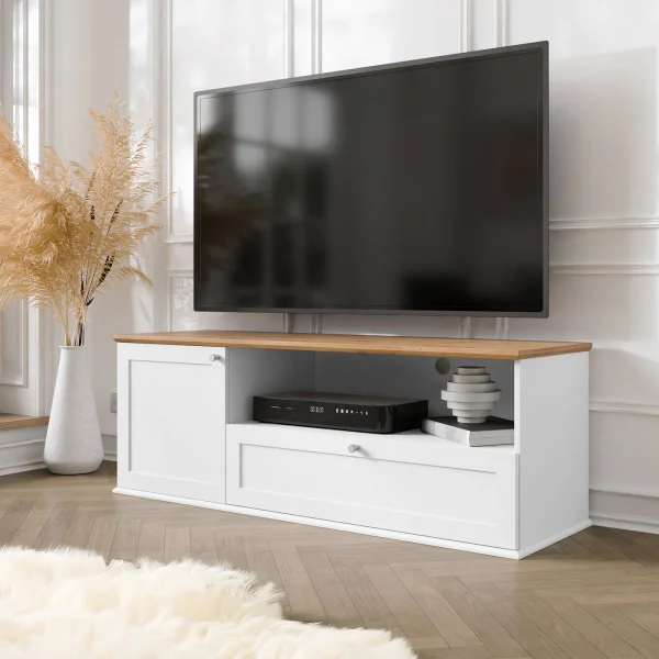 Mobile porta tv 137x48cm con cassettone bianco rovere Relaxio