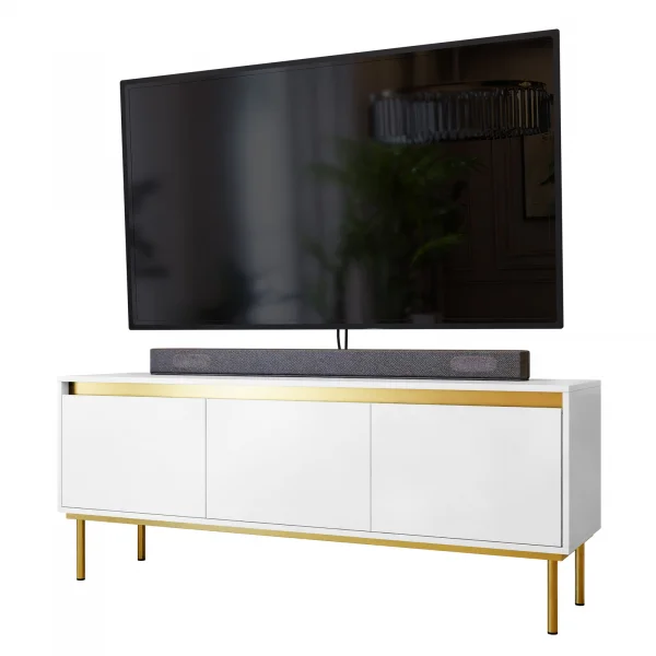 Mobile porta TV 150x60cm 3 ante bianco oro Praga