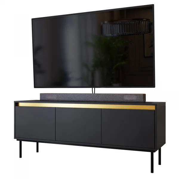 Mobile porta TV 150x60cm 3 ante nero oro Praga