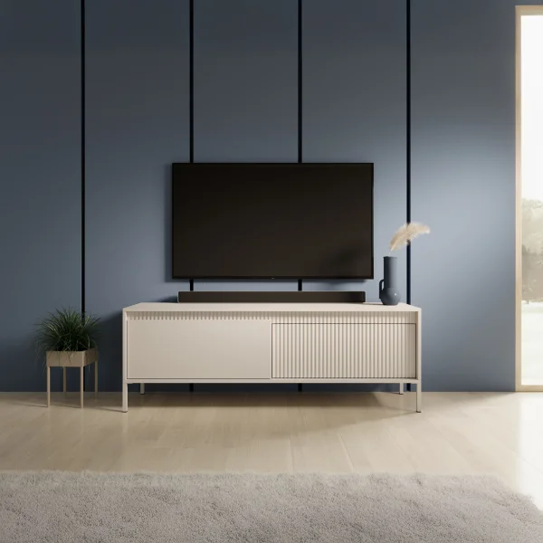 Mobile porta TV 154x54cm 2 ante beige cannettato Ciar