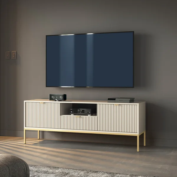 Mobile porta tv 154x56cm 2 ante moderno soggiorno beige Alisa