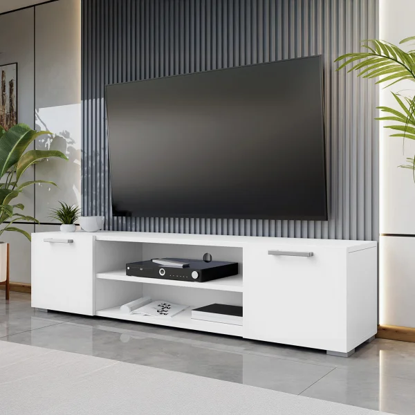 Mobile porta tv 156x36cm design moderno 2 ante bianco Pastello