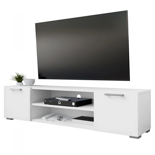 Mobile porta tv 156x36cm design moderno 2 ante bianco Pastello