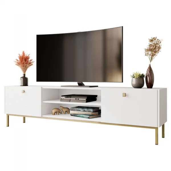 Mobile porta TV 180x48cm 2 ante 2 vani bianco opaco Giuggiola