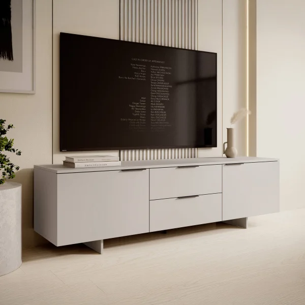 Mobile porta tv 180x55cm 2 cassetti grigio Stone