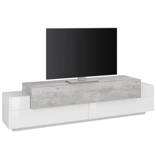 Mobile porta tv 200x52cm bianco lucido grigio Milos Gihome®