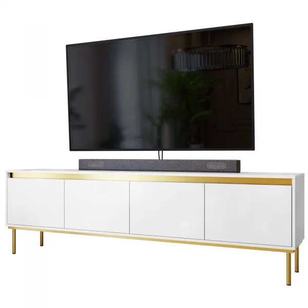 Mobile porta TV 200x60cm 4 ante bianco oro Praga