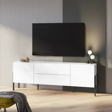 Mobile tv 200x70cm moderno 2 ante 2 cassetti bianco Simple