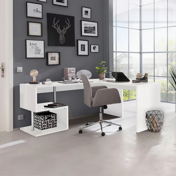 Scrivania angolare ufficio 180x78cm bianco lucido ErgoDesk