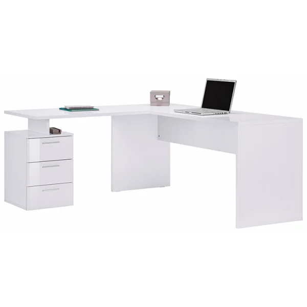 Scrivania ufficio angolare 180x160cm bianco lucido OfficeScape