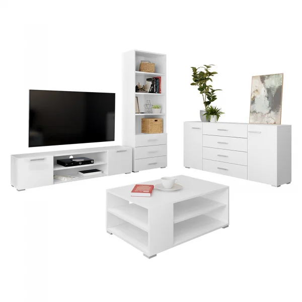 Set mobili soggiorno completo design moderno bianco Pastello