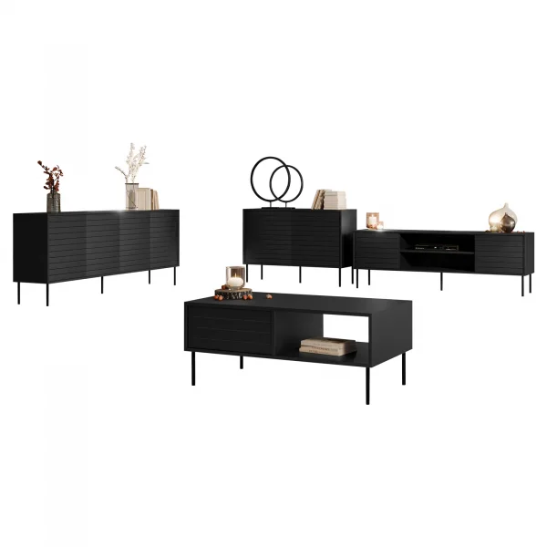 Set mobili soggiorno completo moderno nero Wild 2