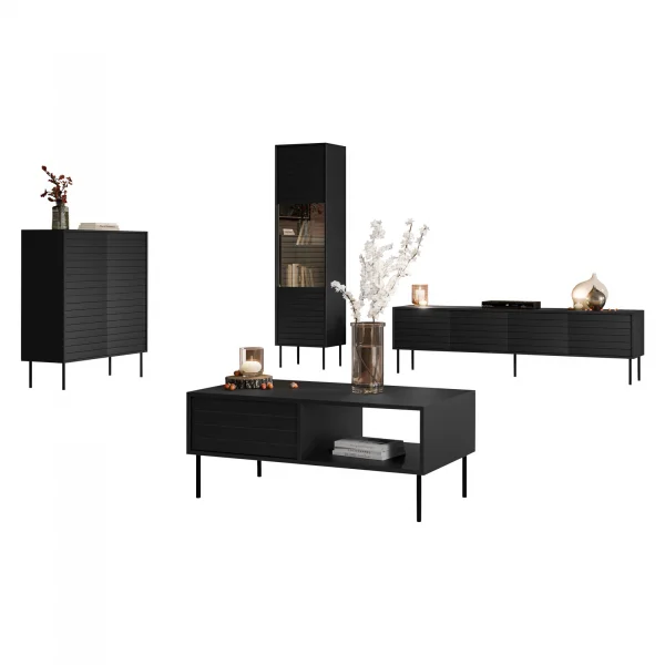 Set mobili soggiorno completo moderno nero Wild