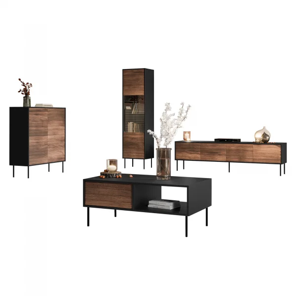 Set mobili soggiorno completo moderno noce nero Wild