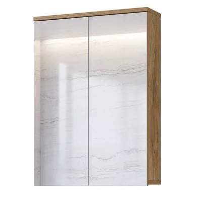 Specchio contenitore bagno 61x84cm sospeso 2 ante rovere Crystal