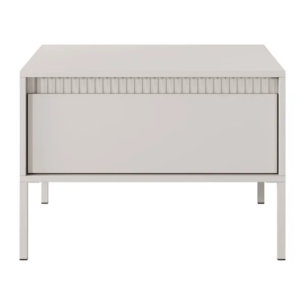 Tavolino da salotto 68x49cm 1 cassetto beige cannettato Ciar