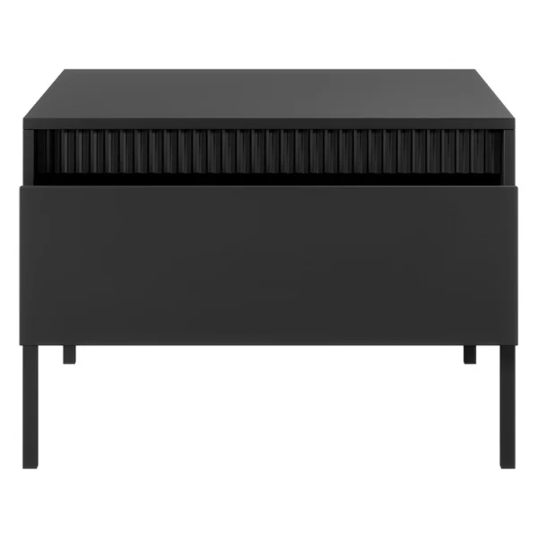 Tavolino da salotto 68x49cm 1 cassetto nero opaco cannettato Ciar