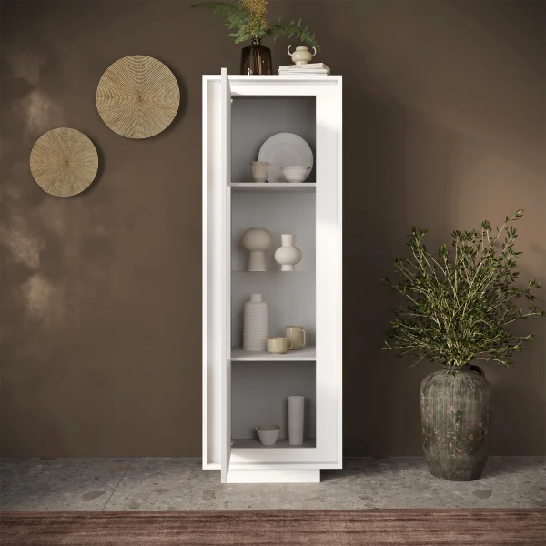 Vetrinetta moderna 67x197cm 1 anta bianco opaco Deluxe