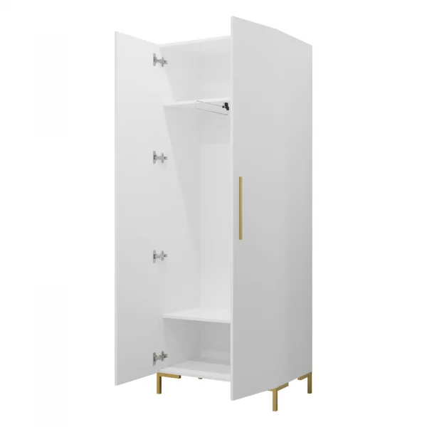 Armadio 74x196h cm 2 ante soggiorno moderno bianco oro Nuvia