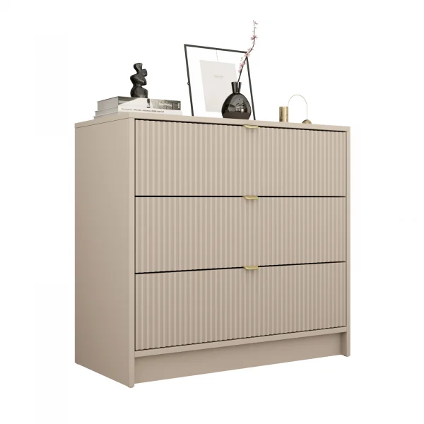 Cassettiera 80x75h cm 3 cassetti moderna beige Athena