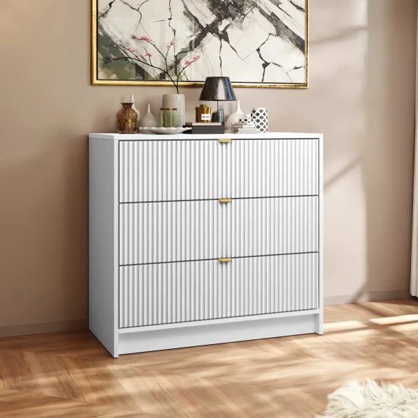 Cassettiera 80x75h cm 3 cassetti moderna bianco Athena