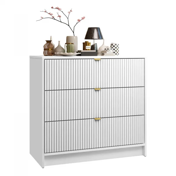Cassettiera 80x75h cm 3 cassetti moderna bianco Athena