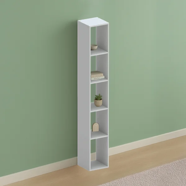 Colonna a terra 28x186h cm con 5 vani moderna soggiorno grigio chiaro Alchimia