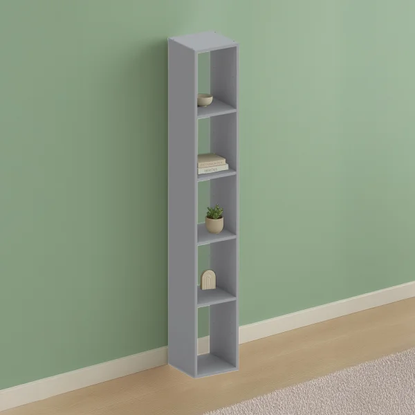 Colonna a terra 28x186h cm con 5 vani moderna soggiorno grigio scuro Alchimia