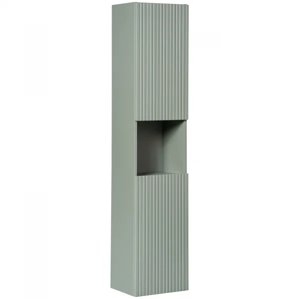 Colonna bagno sospesa 30x140h cm cannettato 2 ante verde salvia Greeny