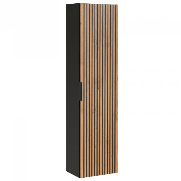 Colonna bagno sospesa 35x140h cm cannettato 1 anta quercia antracite Limpid