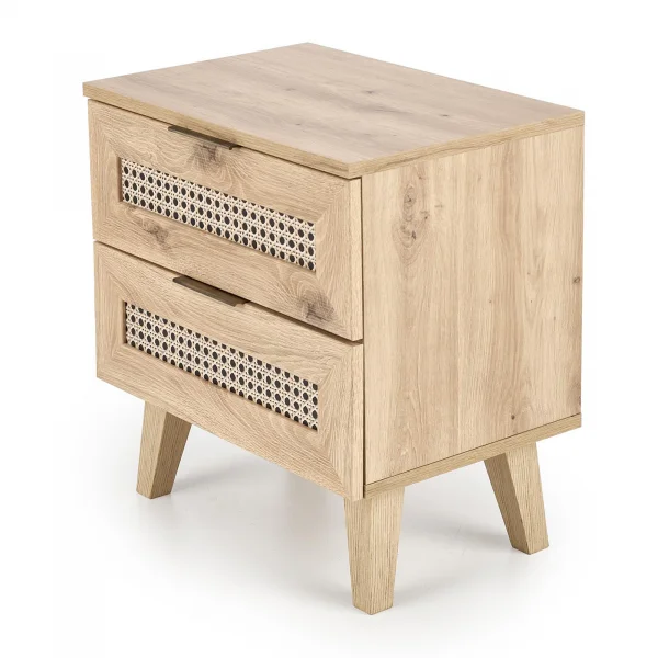 Comodino 50x52h cm 2 cassetti moderno rovere nero Sombra
