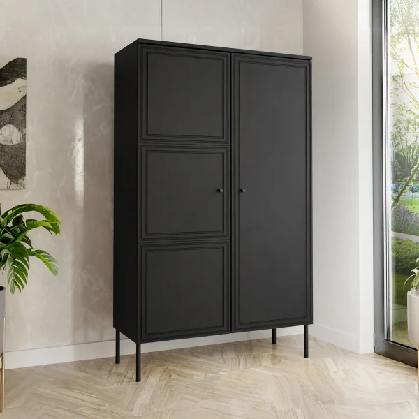 Credenza alta 100x166cm 2 ante nero opaco Stark