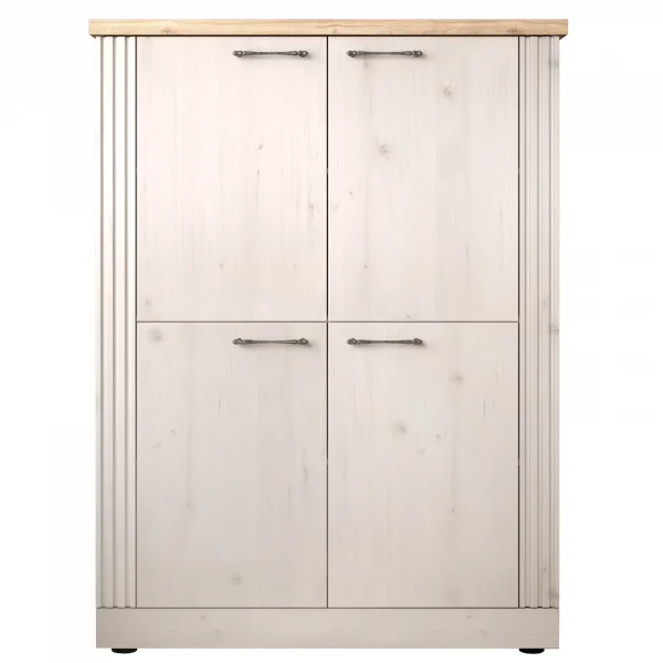 Credenza alta 118x160h cm 4 ante moderna rovere bianco frassinato Doria
