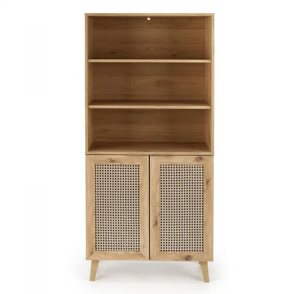 Credenza alta 80x173h cm 2 ante 3 vani moderna rovere nero Sombra