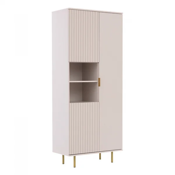 Credenza alta 80x190h cm 3 ante cannettato moderna beige Vanessa