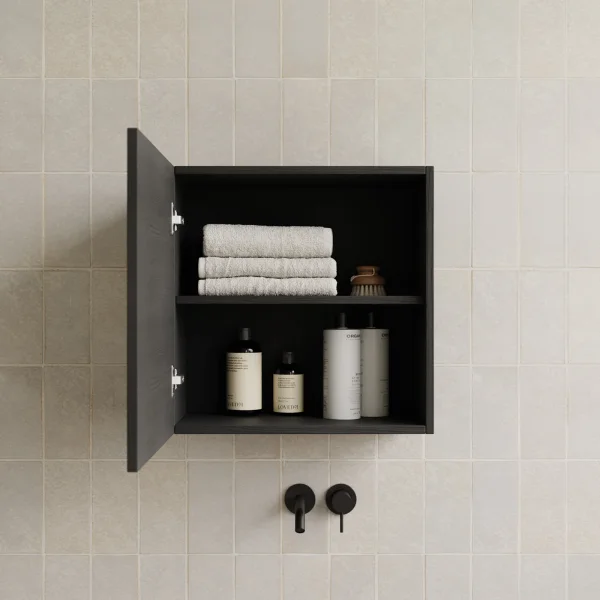 Cubo sospeso bagno 1 anta 55x50cm nero frassinato Sunset