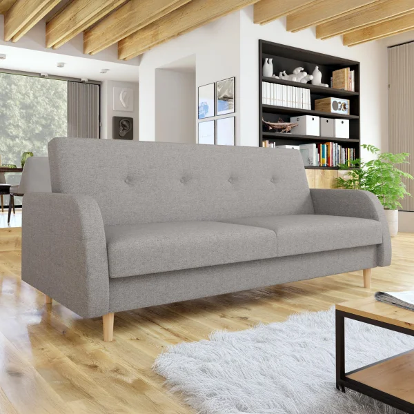 Divano letto 2 posti 216x87cm con box contenitore grigio Nebbia