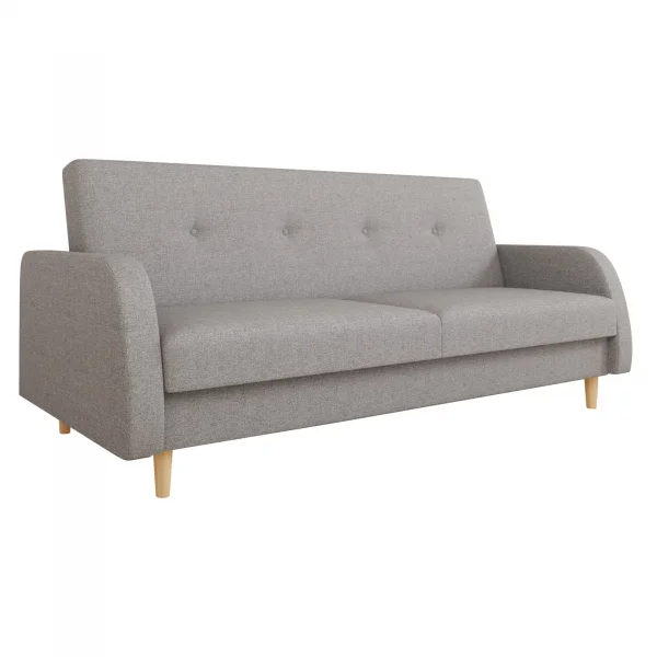 Divano letto 2 posti 216x87cm con box contenitore grigio Nebbia