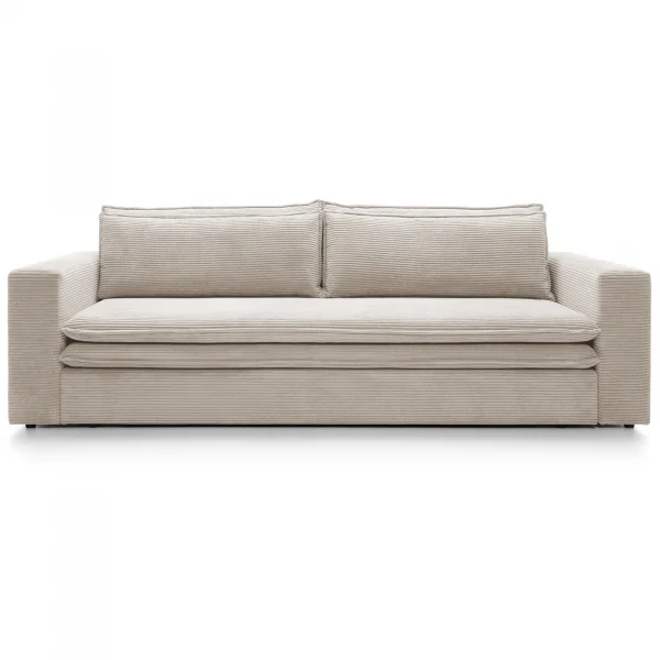 Divano letto 3 posti 244x95cm velluto a coste beige Restful