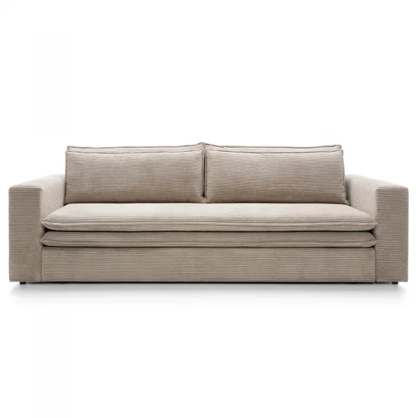 Divano letto 3 posti 244x95cm velluto a coste tortora Restful