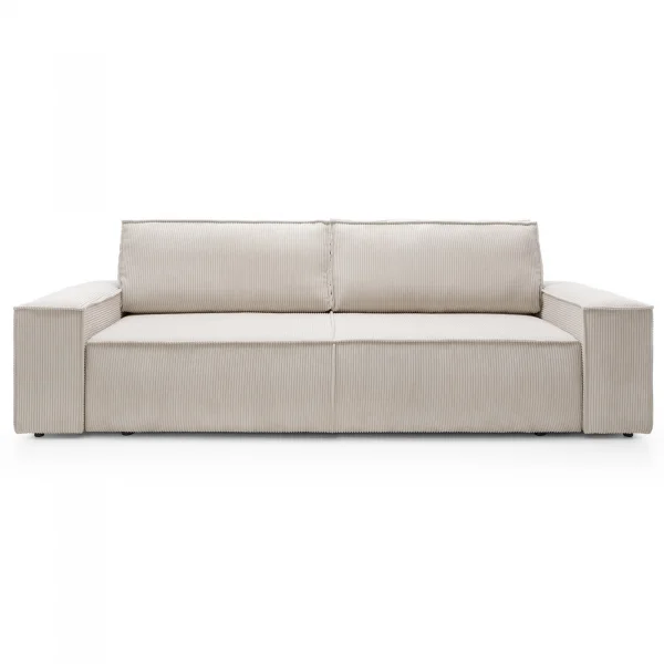 Divano letto 3 posti 257x106cm velluto a coste beige Snuggle