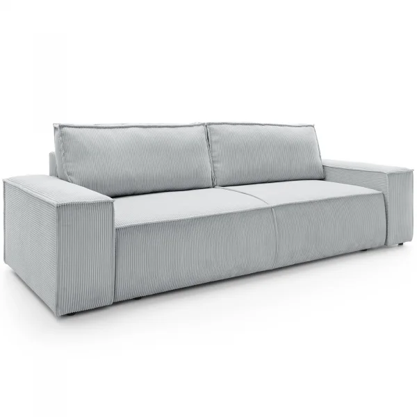 Divano letto 3 posti 257x106cm velluto a coste grigio chiaro Snuggle