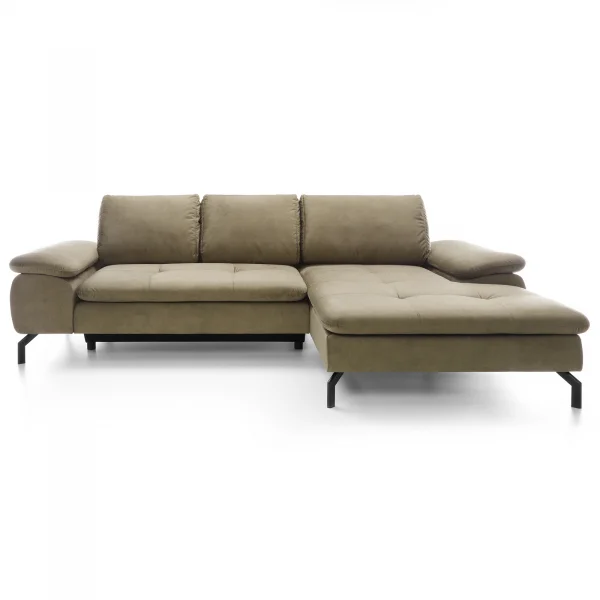 Divano letto angolare destra 3 posti 265x170cm tessuto beige Chillax