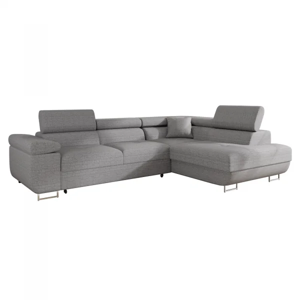Divano letto angolare destra 4 posti 274x203cm imbottito grigio Bormio