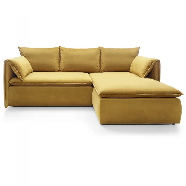 Divano letto angolare destro 3 posti 230x166cm tessuto giallo senape Easeful